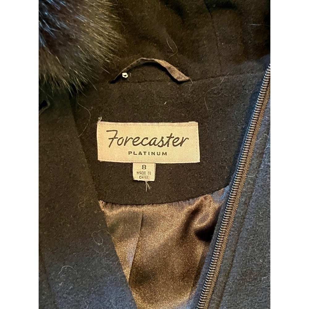 Saga Fox Fur Hooded Wool Coat Womens 8 NWT Black Real Fur Forecaster Jacket - Picture 3 of 10